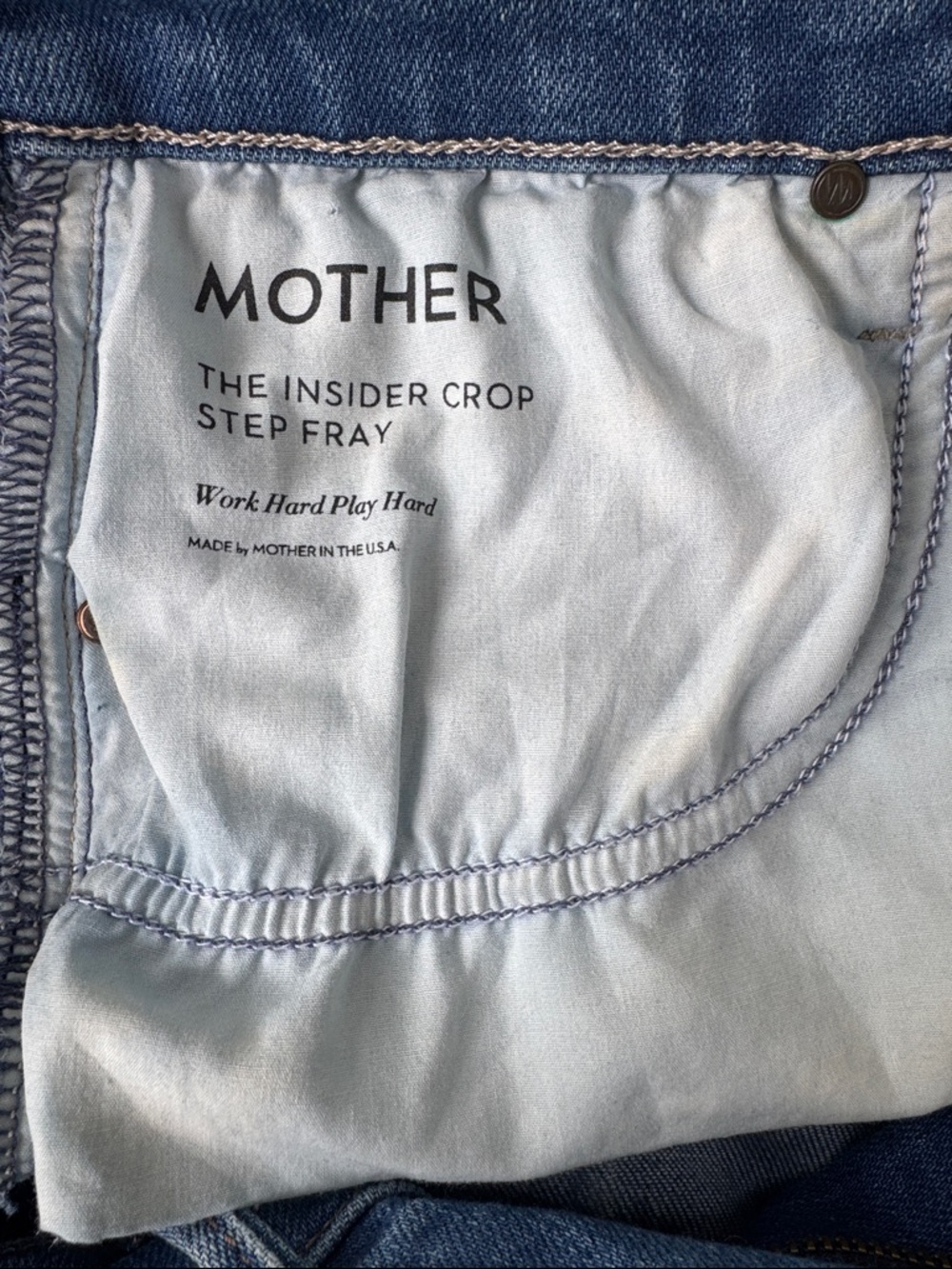 MOTHER The Insider Crop Step Fray Work Hard Play Hard Size 30 - Picture 8 of 14